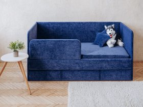 Диван-кровать Happy (синий) в Новом Тартасе - novyj-tartas.mebel-nsk.ru | фото