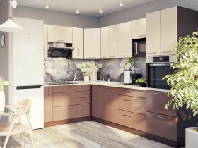Модульная кухня Классика (ваниль/шоколад) в Новом Тартасе - novyj-tartas.mebel-nsk.ru | фото