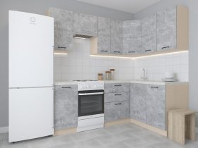 Модульная угловая кухня 1,4м*2,1м Лада (цемент) в Новом Тартасе - novyj-tartas.mebel-nsk.ru | фото