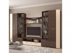 Стенка Гамма (дуб венге/дуб молочный) в Новом Тартасе - novyj-tartas.mebel-nsk.ru | фото