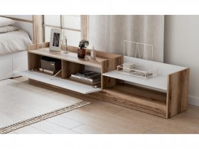 Тумба под ТВ Брауни (дуб делано/белый) в Новом Тартасе - novyj-tartas.mebel-nsk.ru | фото